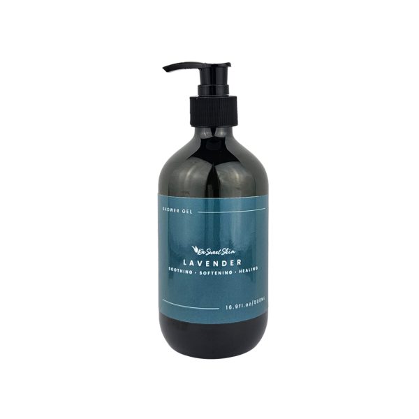 Lavender Soothing Healing Shower Gel Body Wash 500ml in Plastic Green Bottle with Black Pump Cap